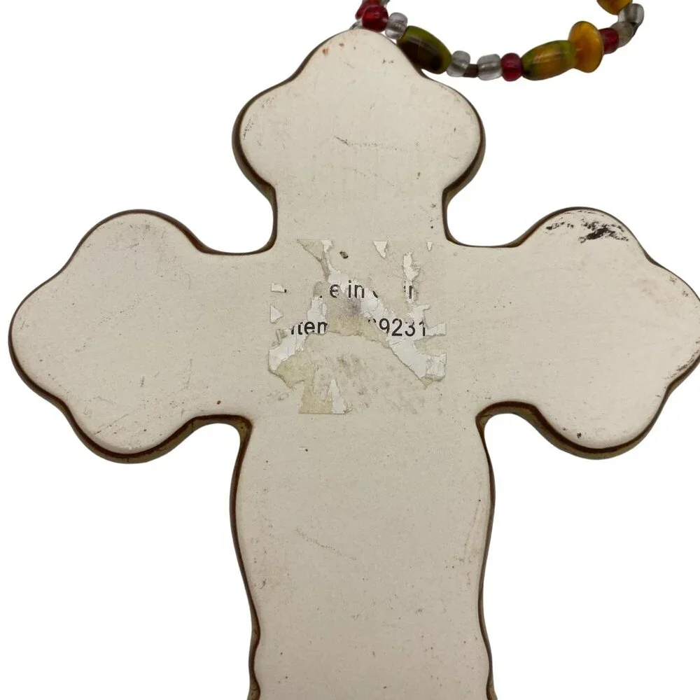 Ceramic hand made hanging cross ornaments hand painted Mexican‎ pottery